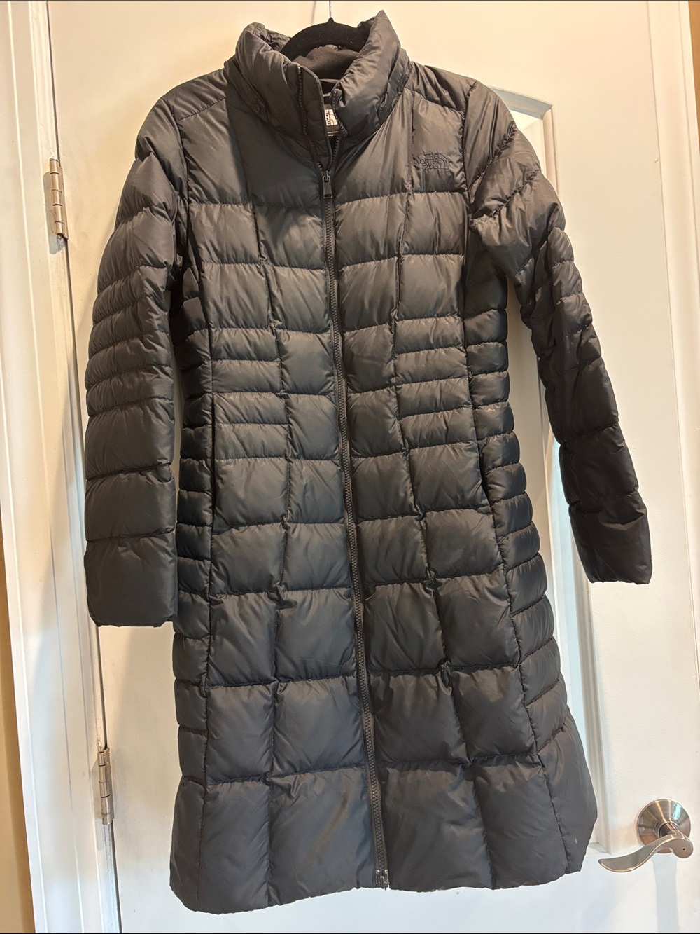 The North Face Black Quilted Puffer Jacket 3/4 Coat Women Small No Hood